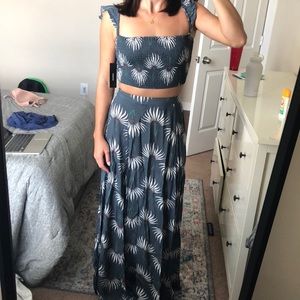 2 piece patterned top and skirt